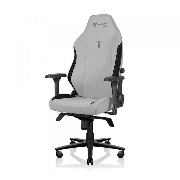 Silla para juegos Secretlab Titan Evo Ash - Reclinable - Silla de computadora ergonómica y cómoda con reposabrazos 4D - Almohada magnética para la cabeza y soporte lumbar de 4 direcciones - Pequeña - Gris - Polipiel