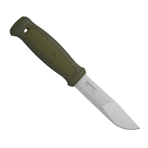 Morakniv Kansbol Cuchillo de supervivencia de hoja fija de acero inoxidable con funda de montaje múltiple, verde militar, 4,3 pulgadas