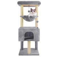 ROYPET Fashion Design Árboles para gatos de 43,3 pulgadas con casas para gatos, gris