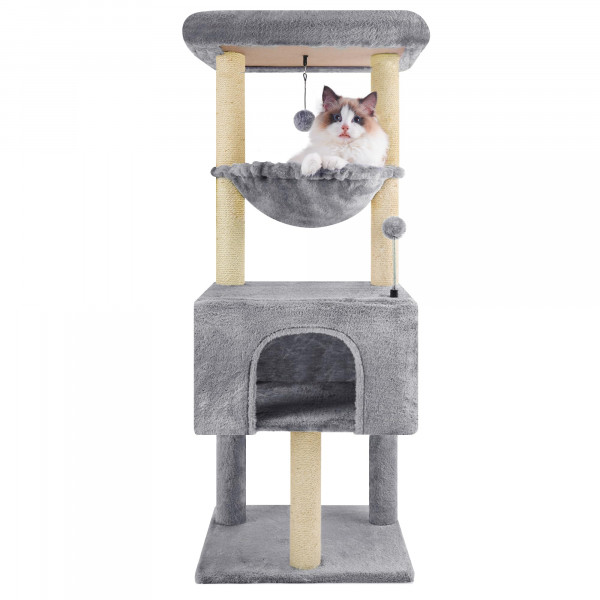 ROYPET Fashion Design Árboles para gatos de 43,3 pulgadas con casas para gatos, gris