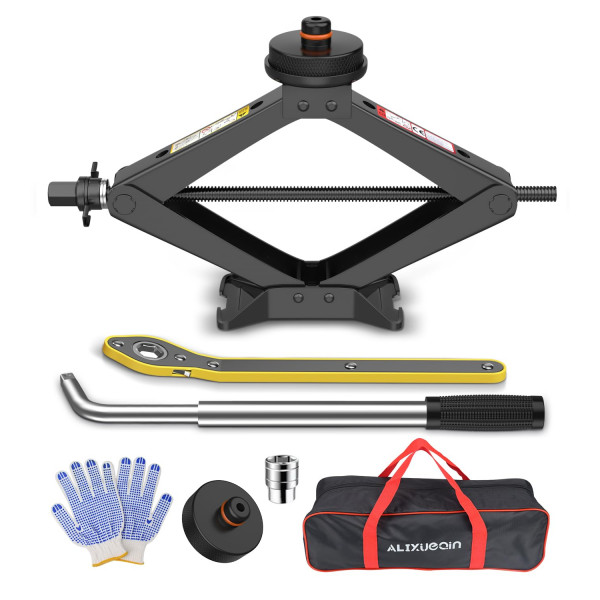 Gato de coche para Tesla, kit de gato de tijera para coche de 2,5 toneladas para Tesla Model Y Model 3/S/X, kit de cambio de neumáticos con 2 almohadillas de gato específicas de Tesla