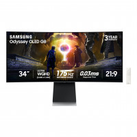 Samsung Odyssey OLED G8 (G85SD) Monitor de juegos curvo compatible con QD-OLED G-Sync Ultra-QWHD, 175 Hz, 0,03 ms, pantalla sin reflejos, AMD FreeSync Premium Pro, 3 años de garantía, LS34DG856SNXZA, 2024