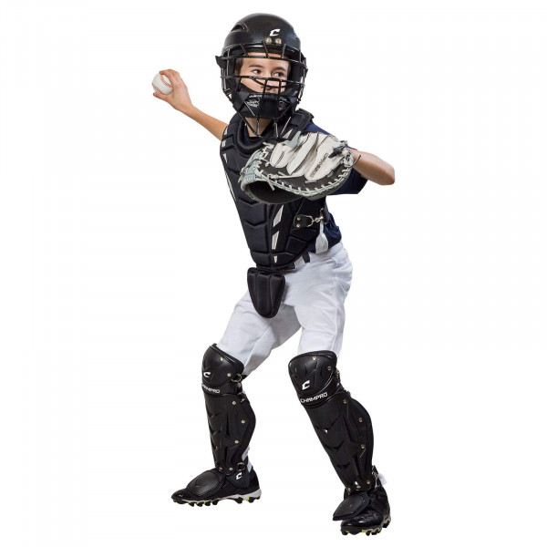 CHAMPRO Helmax Youth Baseball Catcher's Gear Box Set, NEGRO, edades 6-9 (CBSY69B)