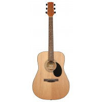 Jasmine S35 Dreadnought Cuerdas para guitarra acústica 6, Diapasón de palisandro, refuerzo X avanzado - Guitarra de tamaño completo para principiantes y otros - Acabado natural, derecha
