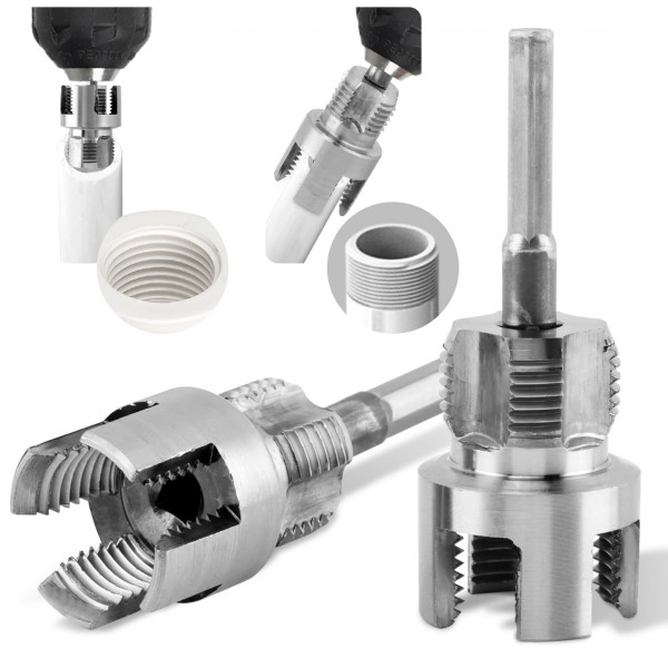 Herramienta de roscado de tuberías de 2 piezas para roscas internas y externas Extremo doble 1/2