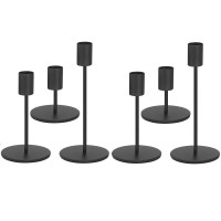 Anndason Juego de 6 candelabros negros, decorativos para decoración del hogar, bodas, cenas, fiestas, aniversarios