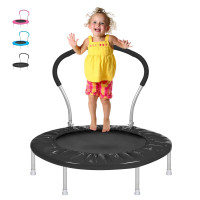 Lyromix Trampolín infantil de 36 pulgadas para niños pequeños con asa, mini trampolín reboteador interior para niños, negro oscuro