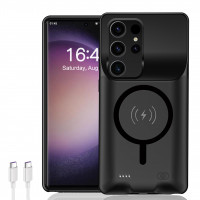 Funda de batería para Galaxy S22/S23 Ultra, 12000 mAh mejorada, delgada, portátil, funda de carga protectora, paquete de batería de reserva compatible con Galaxy S22/S23 Ultra de 6,8 pulgadas, cubierta de cargador extendida, color negro