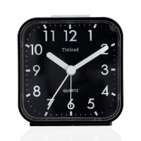 Tinload - Reloj despertador analógico de viaje con pilas, silencioso, sin tictac, despertador suave, pitidos ascendentes, repetición, iluminado bajo demanda, fácil de configurar