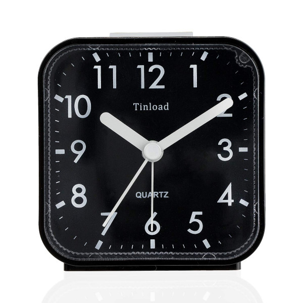 Tinload - Reloj despertador analógico de viaje con pilas, silencioso, sin tictac, despertador suave, pitidos ascendentes, repetición, iluminado bajo demanda, fácil de configurar