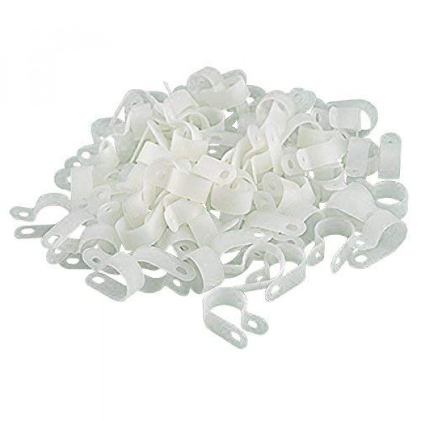 XINGYHENG 200 clips de cable tipo R de nailon blanco para tubo de alambre de 1/2 pulgada (12,7 mm) de diámetro (fijador de clip de cable de plástico)