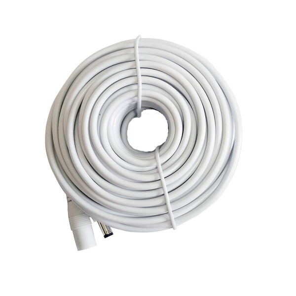 Cable de extensión de alimentación de 12 V CC de 50 pies, enchufe de 2,1 mm x 5,5 mm, cables de extensión universales, compatible con adaptador de alimentación de 12 V para cámara IP de seguridad en el hogar (15 m) blanco