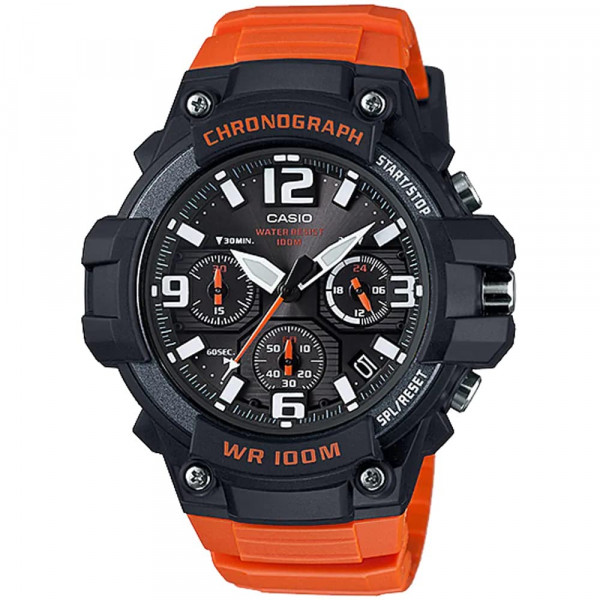 Casio Reloj informal de cuarzo y resina con cronógrafo resistente para hombre, color: naranja (modelo: MCW100H-4AV)