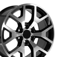Llanta OE Wheels CV92 de 20 pulgadas para Sierra 1500 estilo panal 6x139.7 20x9 negro brillante mecanizado - Hollander 5656 (1)