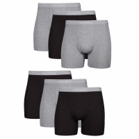 Hanes Boxer para hombre, cintura ComfortFlex de algodón suave y transpirable, paquete múltiple de ropa interior breve, paquete de 6 - negro/gris, grande