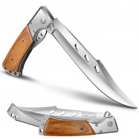 MADSABRE Cuchillo plegable grande de 12,7 pulgadas, cuchillos tácticos con mango y funda de palisandro, cuchillo de bolsillo grande de hoja larga de 7,2 pulgadas para hombres para supervivencia EDC, caza, camping, senderismo, herramientas
