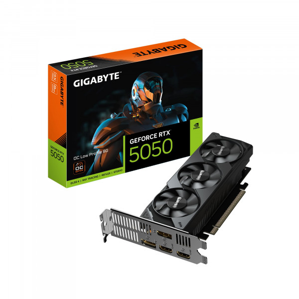 Tarjeta gráfica Gigabyte GeForce RTX 5050 OC de perfil bajo 8G: 8 GB GDDR6, 128 bits, PCI-E 5.0, reloj central de 2587 MHz, 2 x DP, 2 x HDMI, NVIDIA DLSS 4, GV-N5050OC-8GL
