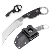 Ruike Cuchillo de hoja fija para acampar con funda, hoja afilada de acero 14C28N de 3,39 pulgadas, mango completo Tang G10, caza táctica de supervivencia Bushcraft, senderismo al aire libre, regalos de transporte horizontal para hombres y mujeres, FS68