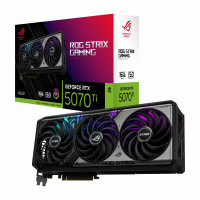 Tarjeta gráfica ASUS ROG Strix GeForce RTX 5070 Ti OC 16GB GDDR7 (PCIe 5.0, HDMI/DP 2.1, ranura 3.2, ventiladores de tecnología axial, diseño MaxContact de cámara de vapor, almohadilla térmica GPU de cambio de fase, Aura Sync)