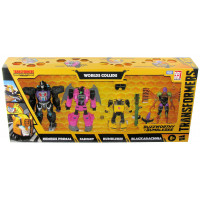 Transformers Buzzworthy Bumblebee - War for Cybertron Worlds Collide paquete de 4 con Nemesis Primal, Fangry, Bumblebee y Blackarachnia