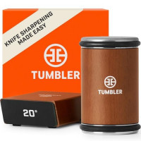 The Original Tumbler Rolling Knife Sharpener™ - Afilado de cuchillos fácil - Herramienta de afilador de cuchillos con ruedas para cuchillos de cocina - El kit de afilador de cuchillos ofrece afilado de 15 y 20 grados (madera)
