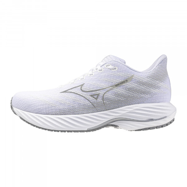 Mizuno Wave Rider 28 - Zapatillas para correr para hombre | Zapato para correr neutro | Blanco-Ultimate Grey | EE.UU. Hombres 8