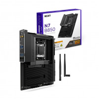 NZXT N7 B850 - Placa base para juegos AMD B850 AM5 ATX para Ryzen 9000/8000/7000-16+2+1, DDR5, 3X M.2, PCIe 5.0, Wi-Fi 6E, 2.5GbE LAN - M.2 NVME con pestillo de liberación rápida - Cubierta completa - Negro