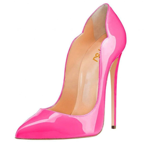 FSJ Zapatos de tacón alto clásicos con punta en pico para mujer, zapatos de tacón de aguja sexis para oficina, zapatos de vestir para fiesta, talla 9,5, rosa intenso