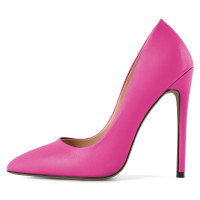 Eldof Zapatos de tacón cerrados con punta de aguja alta para mujer, zapatos de tacón de 4,7 pulgadas, sexys y elegantes, zapatos de fiesta de boda, color rosa intenso, talla EE. UU. 9,5