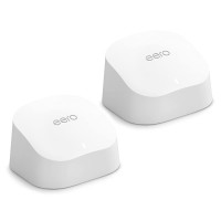 Sistema wifi en malla Amazon eero 6: admite planes de Internet de hasta 500 Mbps, cobertura de hasta 3000 pies cuadrados, conecta más de 75 dispositivos, paquete de 2 (1 enrutador + 1 extensor)