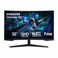 SAMSUNG Monitor curvo para juegos Odyssey G55C Series QHD 1000R de 32, 1 ms (MPRT), HDR10, 165 Hz, AMD Radeon FreeSync, cuidado de la vista, sin reflejos, resolución nítida LS32CG550ENXZA