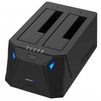 SABRENT Estación de acoplamiento para disco duro externo USB 3.0 a SATA I/II/III de doble bahía para HDD de 2,5 o 3,5 pulgadas, SSD con función de duplicador/clonador de disco duro [soporte de 20+TB] (EC-HD2B)
