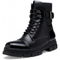 Jousen Botas de hombre Botas de combate para hombre Botas de moto impermeables con cordones para hombre (AMY8416 negro 11)