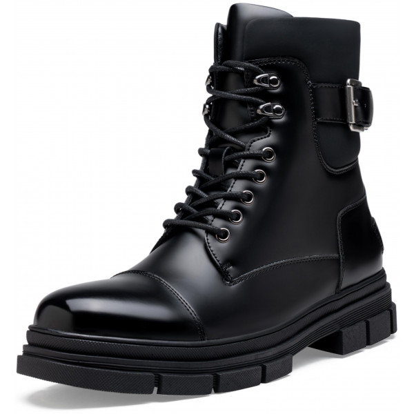Jousen Botas de hombre Botas de combate para hombre Botas de moto impermeables con cordones para hombre (AMY8416 negro 11)