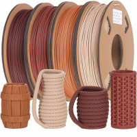 FXAAGFH Paquete de filamentos para impresora 3D de fibra de madera real 30%, filamento de impresión PLA 3D de 1,75 mm, +/-0,03 mm y 2,2 libras, nogal, roble, cerezo, teca, 250 g x 4 unidades