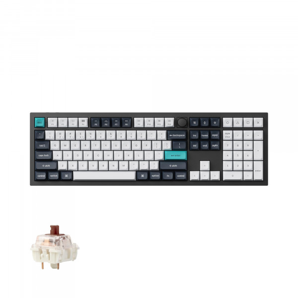 Keychron Q6 Max QMK/VIA Bluetooth inalámbrico/2,4 GHz/USB-C teclado mecánico personalizado con cable, perilla programable de tamaño completo RGB retroiluminado interruptor Gateron marrón intercambiable en caliente para Mac Windows Linux - negro