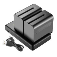 Neewer Paquete de 2 Baterías de Iones de Litio de 6600mAh con Cargador USB para Sony NP-F550 570 750 770 970 960 975, Sony Handycams, NW CN160 CN-216 Luz LED, NW 759 74K 760 Feelworld, 759 74K 760 Monitor de Campo