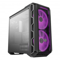 Cooler Master MasterCase H500 ARGB Airflow ATX Mid-Tower, opción de panel frontal de malla o transparente, ventiladores ARGB duales de 200 mm personalizables y vidrio templado (MCM-H500-IGNN-S01)