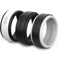 Rinfit Anillos de silicona para hombre, 9 mm de ancho, 2 mm de grosor, alianzas de boda de goma para hombre, anillo infinito con 2 capas, paquete D, talla 13