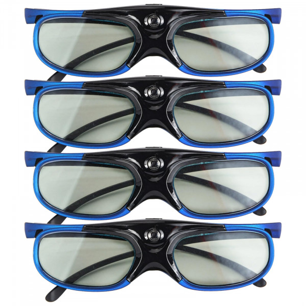 wkao 4 pares de gafas 3D con función recargable, visión gran angular, compatibles con proyectores Xgimi y Jmgo