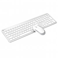 iClever Teclado y Ratón Inalámbricos, GK08 ​​Combo de Teclado y Ratón Blanco, Ergonómico, Silencioso, Diseño de Tamaño Completo con Teclado Numérico, Conexión 2.4G para Mac, Windows y Computadora