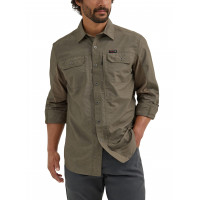 ATG by Wrangler Camisa de manga larga para hombre, tejido mixto, cordón elástico, talla mediana