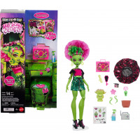 Monster High Self-Scare Secrets - Juego de muñeca y accesorios Venus McFlytrap con 13 sorpresas realistas como productos para el cuidado del cabello, capó y planta