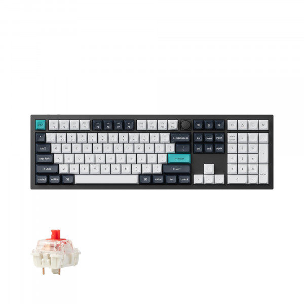 Keychron Q6 Max QMK/VIA Bluetooth inalámbrico/2,4 GHz/USB-C teclado mecánico personalizado con cable, perilla programable de tamaño completo RGB retroiluminado interruptor rojo Gateron intercambiable en caliente para Mac Windows Linux - negro