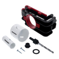 Milescraft 1337 Lock Mate - Kit de instalación de cerradura de puerta con plantilla para puertas de madera/metal, de 1-3/8 a 1-3/4 de espesor. Sierras perforadoras bimetálicas de cobalto incluidas