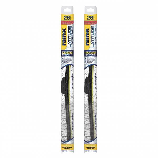 Rain-X 810206 Limpiaparabrisas repelentes al agua, limpiaparabrisas de 26 pulgadas (paquete de 2), sin rayas para todo clima para una mayor visibilidad con fórmula repelente al agua
