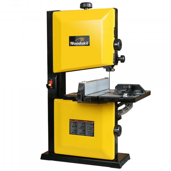 Woodskil Sierra de cinta de 3 amperios y 9 pulgadas, sierra de cinta de mesa de 2500 FPM con llave de seguridad extraíble, mesa de aluminio fundido, base de acero para carpintería