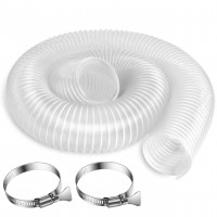 Manguera de recolección de polvo de 2.5 pulgadas x 5 pies – Mangueras flexibles de PVC transparente de grado contratista resistentes a perforaciones para desechos de polvo y humos – Revestimiento de alambre reforzado con hélice – Incluye abrazaderas