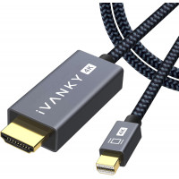 IVANKY Cable Mini DisplayPort a HDMI 4K de 10 pies, cable Thunderbolt a HDMI 4K@30Hz, [carcasa de alumbre/trenzado/chip óptimo], Mini DP a HDMI para MacBook Air/Pro, Surface Pro/Dock, monitor, proyector -10 pies