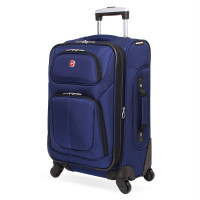 SWISSGEAR Sion Softside Equipaje giratorio expandible, maleta de viaje ligera y duradera, azul, equipaje de mano de 21 pulgadas